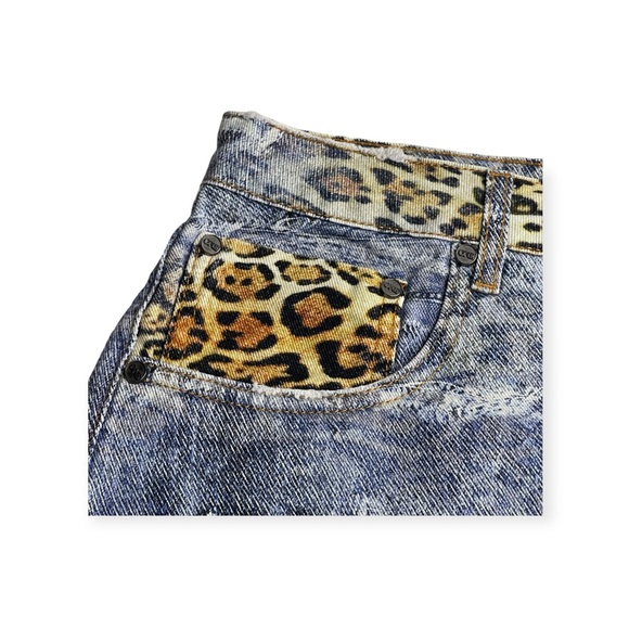 new One Teaspoon ✌︎︎ Leoparty Bandits High Waist Shorts ✌︎︎ Leopard Khaki ✌︎︎ 34 - Picture 9 of 16